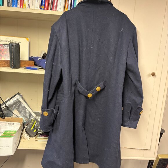 XL Navy Blue Pirate Sailor Wool P Coat - Picture 2 of 6